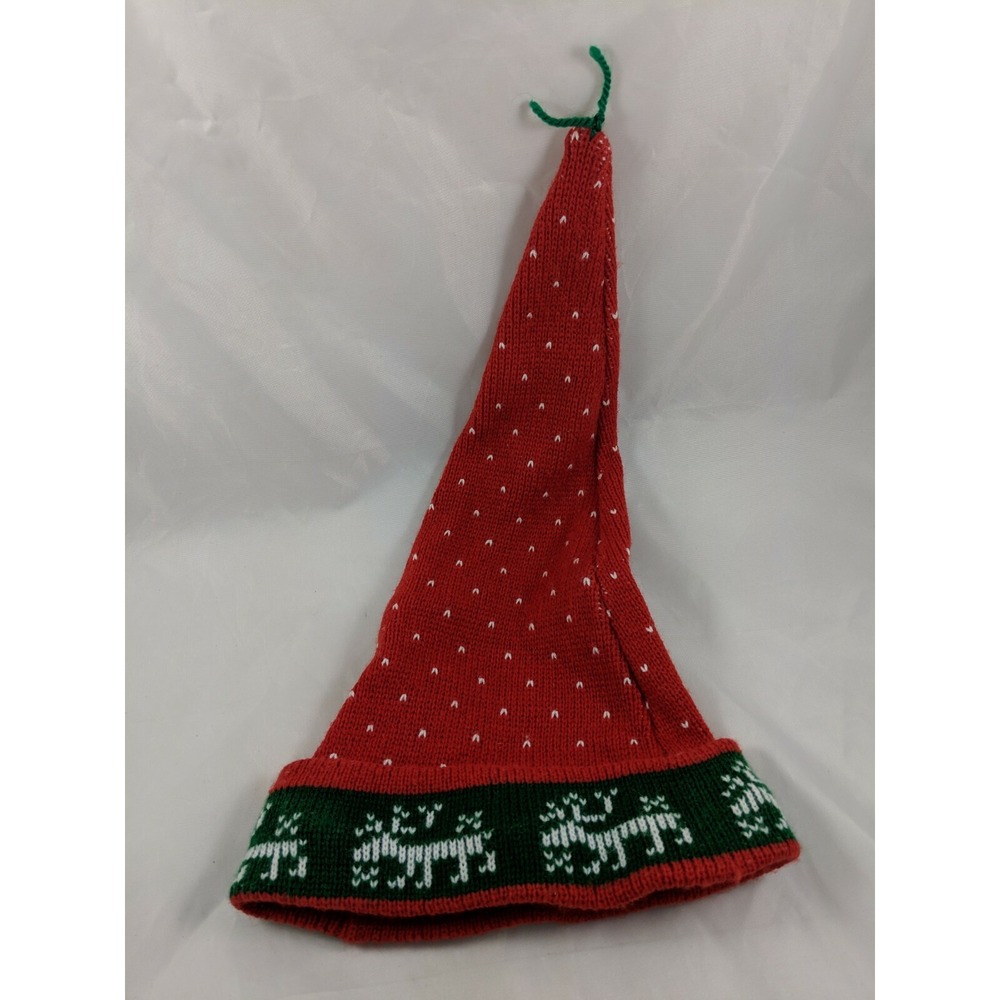 Knit Christmas Hat Cap 16 Inch Green Red